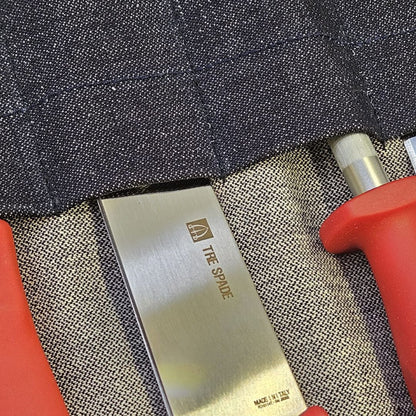 Denim-kankainen veitsirulla